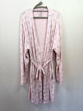 Meundies soft long bathrobe sleep size 3XL-4XL pink novelty print modal